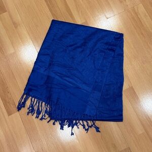 Vibrant Blue Scarf with Fringe